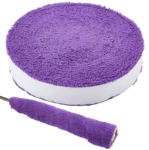 CREATCABIN 5 m Langes Tennis Handtuch Griffband Für Schläger Badminton Schläger OverGrip Rutschfestes Schweißband Saugfähige Handtuchrolle Stoßdämpfung Für Pickleball Fahrradlenker Angelrute Lila