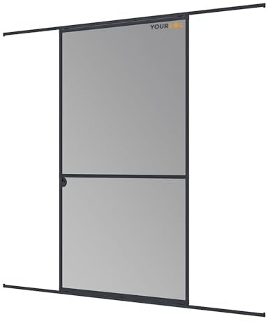 YOURSOL Expert Schiebetür Fliegengitter 120 x 240 cm anthrazit Insektenschutz Tür Schiebetür Mückenschutz Alu Rahmen zuschneidbar barrierefrei