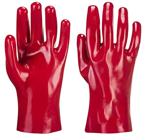 PVC Schutzhandschuhe rot - 27 cm lang