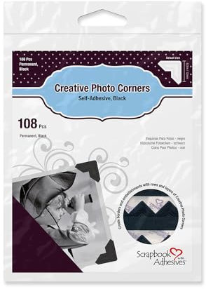 Scrapbook Adhesives Fotoecken, klassisch, 12,7 cm, selbstklebend, 108 Stück, Schwarz