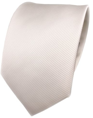 TigerTie Designer Krawatte weiß perlweiß creme cremeweiß Uni Rips - Binder Tie
