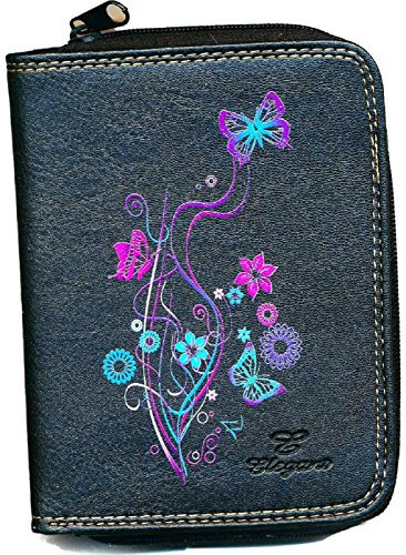 Syl'la Porte Monnaie Porte Carte Noir Motif Floral