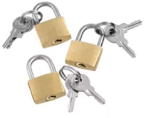 3 X 20mm Width Jewelry Box Suitcase,Luggage Security Cabinet Brass Padlock with 6 Mini Keys