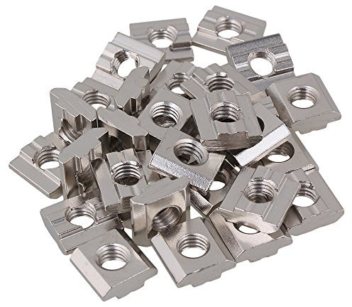 BQLZR - Tasselli a T, color argento, con dadi, scorrevoli e rispondenti alla Norma europea in acciaio carbonio, in alluminio estruso, set di 30 pezzi, argento, BQLZRN22260