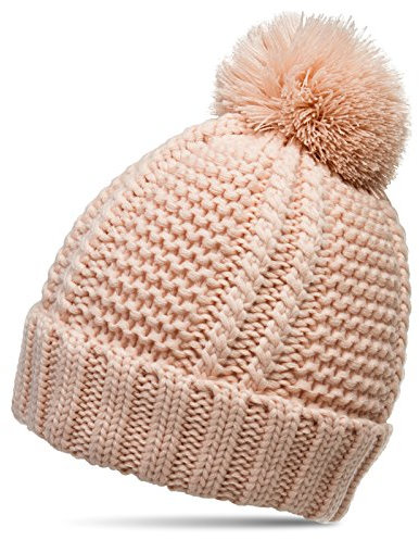 Caspar MU127 Gefütterte Damen Bommelmütze, Größe:One Size, Farbe:rosa
