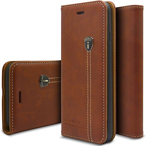 Viwaro kompatibel mit Apple iPhone X/Xs | Echt Leder Hülle Handyhülle Schutzhülle Wallet Book Flip Case Cover (Braun)