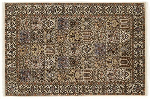 ROSHAN GHOM echter klassischer Orient-Felder-Teppich handgeknüpft in creme-creme, Größe: 60x90 cm