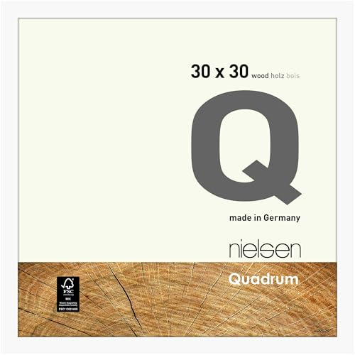 nielsen Quadrum Wooden Picture Frame - Matt White 30x30cm - with Float Glass and Easy Push-Turn Clips - for Photos and Art