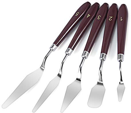 Siumir Acciaio Inox Palette Knife Set 5 pezzi Manico in Plastica Pittura Olio Knife Raschietto Art