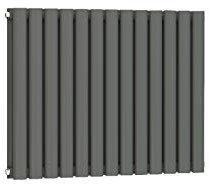 VeeBath RHAD50 Sobek Rennes Low Carbon Mild Steel Horizontal Double Panel Mirror Bathroom Heating Radiator-600 x 770mm, Anthracite Grey