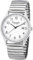 Eichmüller Klassische Herren-Armbanduhr aus Edelstahl 38 mm Echtleder/Metallarmband 5 ATM Quarz Tag und Datum, Silber/Weiß/Flexband gefrostet, mit Datum, Armband