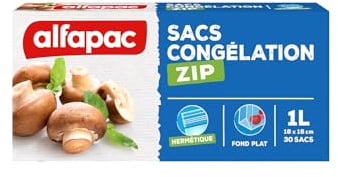 alfapac - 30 sacs congélation ZIP à fond plat - 1L | fermeture hermétique