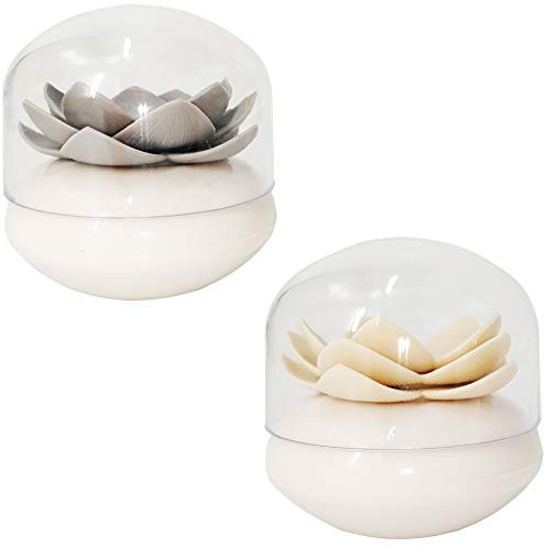Lotus - Juego de 2 soportes para hisopos de algodón para palillos de dientes pequeños con puntas Q para palillos de dientes, caja organizadora con tapa transparente a prueba de polvo