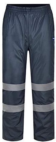 AYKRM Pantalon de Pluie réfléchissant de sécurité Haute visibilité (Marine, XL, x_l)