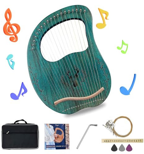 CDIYTOOL Lyra Harp 19 Metallsaiten Holz tragbar Massiver Ahorn Sattel Mahagoni Harfe Saiteninstrument mit schwarzer Tasche Saiten Tragetasche Tuch Blatt Stimmschlüssel