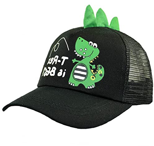 TOSSPER Kinder Baumwolle Baseball Cap Adjustable Niedlicher Dinosaurier-Baseball-mütze Kinder Schirmmütze Sommer Outdoor-Sport-Hut Schwarz