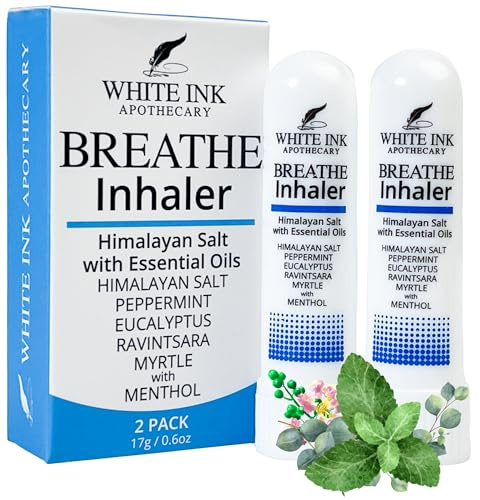 White Ink Breathe | Natural Essential Oil Inhaler Eucalyptus Peppermint | Congestion | Allergy | Focus | Aromatherapy Sinus Relief (2)