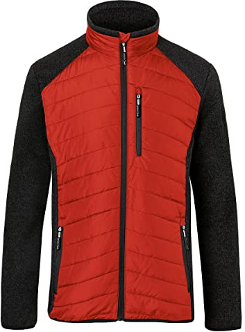 KÜBLER Workwear Hybridjacke – Hybridjacke mit Strickfleece- und Stepp-Optik, körpernah geschnitten mittelrot/dunkelgrau Gr. 3XL