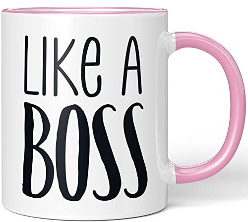 JUNIWORDS Tasse, Like A BOSS, Wähle Farbe, Rosa