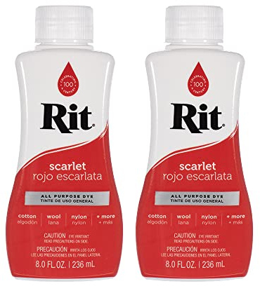 Rit 2 x 237ml Dye Multi-Purpose Liquid - Scarlet Red - Ideal for Clothing, Accessories, Decoration and Much More
