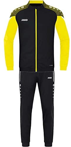 JAKO Herren Trainingsanzug Polyester Performance, Schwarz/Soft Yellow, M