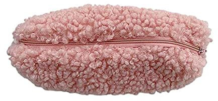 MOREASE Plüsch-Federmäppchen, Stifteetui, niedlich, flauschig, flauschig, Make-up-Tasche mit Reißverschluss, A-Pink, Plüsch-Federmäppchen
