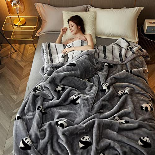 LGYKUMEG Fleece Blanket Bed Throws Blankets for Sofas Soft Fluffy Thick Blanket Reversible Microfiber Throw King Size,Panda Dudu,200 x 230Cm
