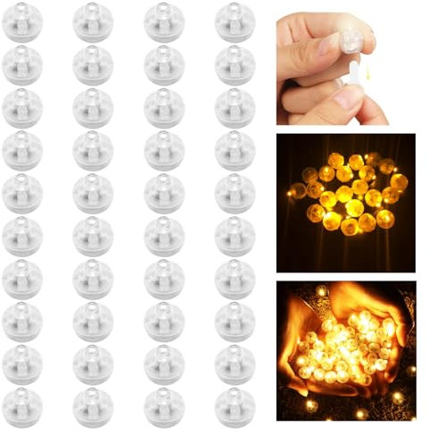 VOANZO 50 Pezzi Palloncini luci Mini Lampade a LED ,Caldo Bianco Palloncini Luce Illuminare per Lanterna di Carta Palloncino Fit Partito Halloween