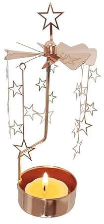 kingnero Karussell-Kerze, Stern-Dreh-Kerzenhalter, drehender Teelicht-Kerzenständer, angetriebene rotierende Windmühle, Kerze als kleines Geschenk für geliebte Menschen und Freunde
