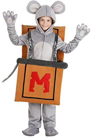 Fun Costumes Kid's Trapped Mouse Halloween Costume - Mouse Trap Costume for Children - Funny Animal Costumes for Boys & Girls, Gray (Medium)