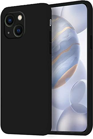 HONLEN Coque pour iPhone 13 Mini Protection Étui, (5.4 inches) Liquide TPU Silicone Case Anti Rayures Ultra Mince Souple Cover en Silicone Le Noir