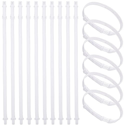 BENECREAT 16 Pcs Réglable Polyester Élastique Noeud Papillon Extender Bandes avec Boucle en Plastique DIY Accessoires pour Ceinture Cravates, Blanc