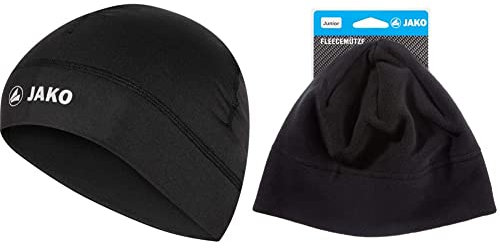 JAKO Unisex løb Funktionsm TZE, Schwarz, Einheitsgröße EU & Unisex Kinder Fleece Mütze, schwarz, Senior