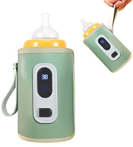 Chauffe-biberon Température Réglable USB Chauffe-lait pour bébé avec Affichage Numérique Chauffage électrique (Vert)