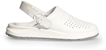 ABEBA 87020 - Unisex Schuhe - ACTIVE Clog SRC - Perforiertes Design - EU 44 - Weiß - Futtermaterial: Stoff - Mit Schnallenverschluss