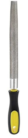 sourcing map Lima con revestimiento de diamante de 8 pulgadas, grano 80, herramientas de lima media redonda con mango de plástico para metal, vidrio, madera, piedra, pulido y grabado