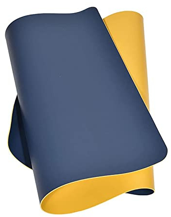 moaupr Mauspad, Schreibtisch Mat Doppelseitig Große Mausmatte PU Multifunktionale Tischmatte Wasserdicht Schreibtischauflagen Für Büro, Studententisch Blau+Gelb 70x140cm/27.56x55.12in