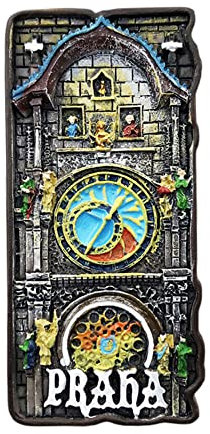Reloj astronómico de Praga, República Checa, imán para nevera, recuerdo de viaje, 3D, decoración de nevera, adhesivo magnético pintado a mano