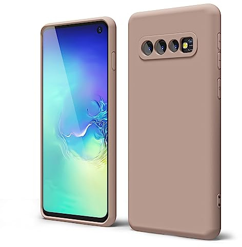 oakxco für Samsung Galaxy S10 Plus Silikon Case mit Kameraschutz, Ultra Dünn Bunt Handyhülle Mädchen, Einfarbig Handy Hülle Slim Schutzhülle, Matt TPU Weich Gummi Glatt Silikonhülle, Braun Khaki