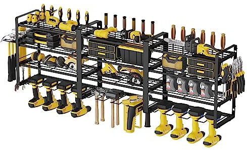 AcornFort W-17 4 Etagen Metall Heavy Duty Garage Werkzeug Werkstatt Schuppen Rack Organizer mit 4 zusätzlichen zusätzlichen Bohrhaltern (4 Etagen, 120 cm)