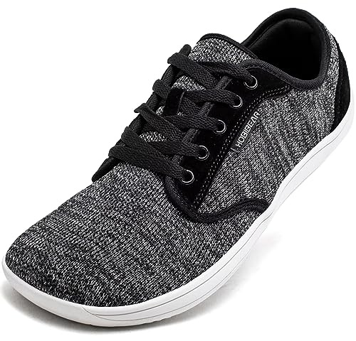 HOBIBEAR Unisex Wide Barefoot Minimalist Shoes for Men Women Outdoor Trail Walking Shoes(Black/Grey, UK 4)