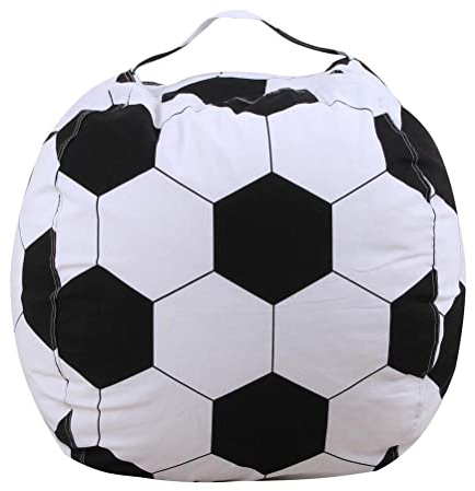 RiToEasysports 18-Zoll-Aufbewahrungssitzsack, Spielzeugaufbewahrungsorganisator und Sitzsackstuhl mit Reißverschluss für das Spielen von Plüschspielzeugen für (Fußball)