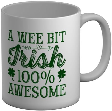 Shopagift St Patrick's Day Mug Funny Wee Bit Irish 100% Awesome White 11oz Large Ceramic Cup