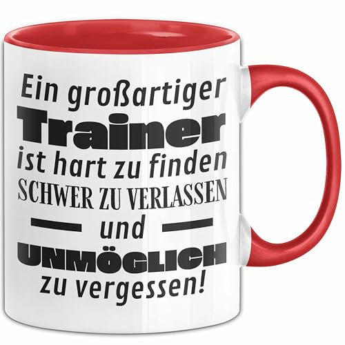 Trainer Abschied Geschenk Tasse Abschiedsgeschenk für Trainer Hart Zu Finden Schwer Zu Verlassen (Rot)