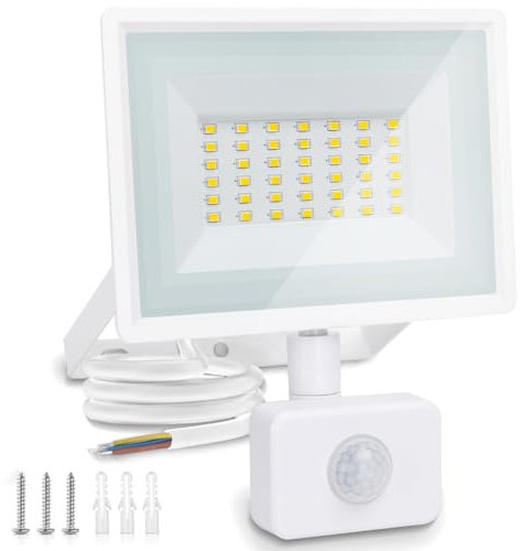 Aigostar 30W LED Strahler mit Bewegungsmelder Außen,2510LM 4000K Naturweiß Außenstrahler ,IP65 Wasserdicht Scheinwerfer , Aussenleuchte für Garten, Innenhöfe, Garage, Hotel
