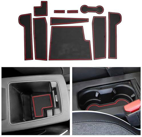 CDEFG Compatible avec Renault Clio 5 2019-2023 2024, en caoutchouc, pour console centrale, antidérapant, accessoires Clio V (rouge, frein électronique)