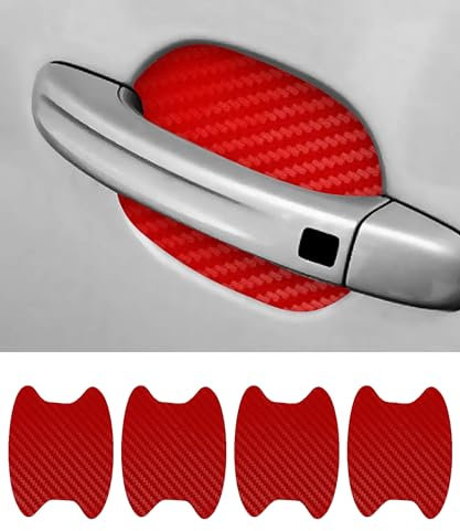 Flaconi 4PCS Pegatinas Coche Exterior,Protector Puertas Coche,Protección contra Rasguños,Adhesivos Protectores para Manilla de Coche,Apta para la mayoría de Las manijas de Coche(Rojo)