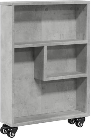 vidaXL Carrito de almacenaje Estrecho Madera Gris hormigón 48x13x68 cm, Carrito de Almacenamiento Delgado, Carro de Cocina con Ruedas, Carro de Almacenamiento con Ruedas