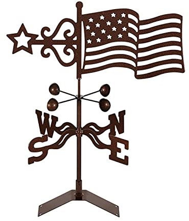 TANKUAI Vaneta de Viento de Metal, Veletas De Viento para Tejado,Veleta Optimist,Indicador De DireccióN del Viento,Granja Retro Durable Escena Viento Indicador De Dirección-Bandera Nacional