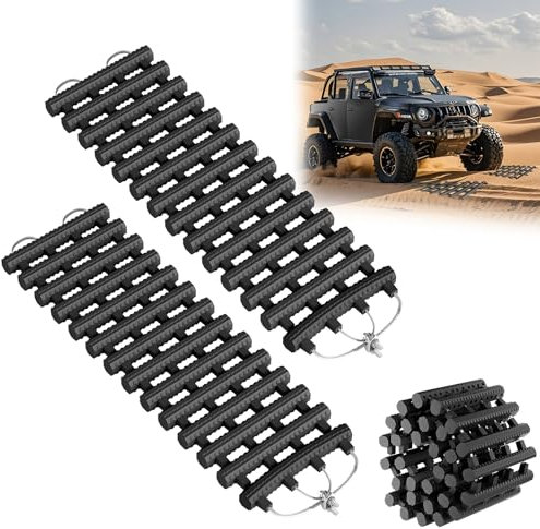 UISEBRT 2er-Set Auto Anfahrhilfe 60 x 21 cm Traktionshilfe Schwerlast Gummi Anfahrtshilfe Set Traktionsmatte mit Tragetasche Schwarz Wohnmobil Sandbleche für KFZ Auto Winter